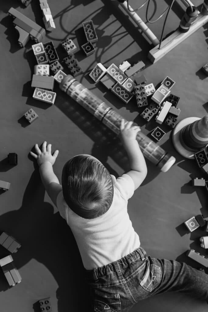 child playing with blocks